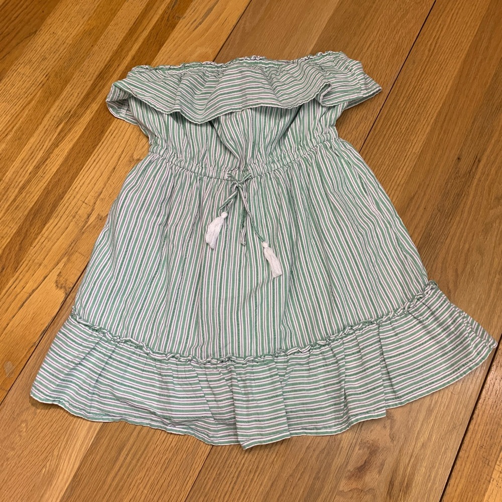 American Eagle Outfitters Strapless Striped Ruffle Dress Tiered Boho Size Medium